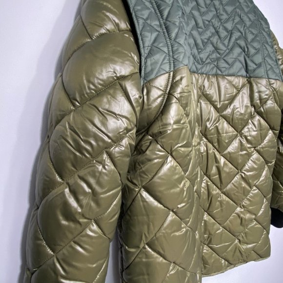 H&M Studio Fall 2015 AW15 Khaki Olive Green Quilted Bomber Jacket Size 4 - Picture 12 of 16